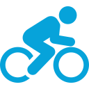 Blue bicycle icon representing the East Bay Bike Path near Newport RV Park
